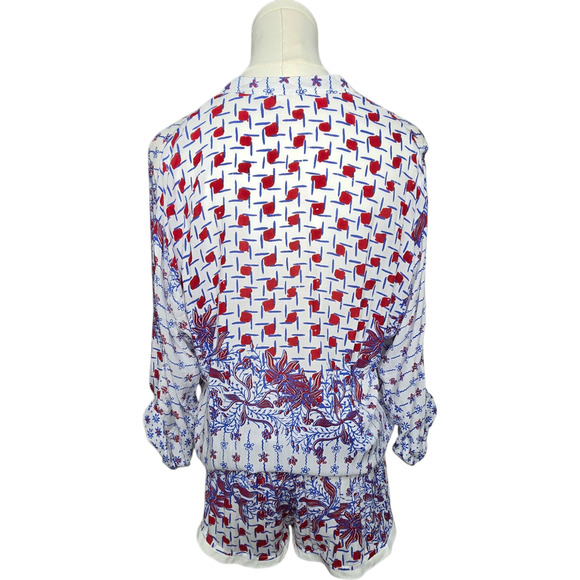 Poupette St Barth Kim‎ White/Red Short Romper Jumpsuit Size 1/Small - Picture 5 of 10